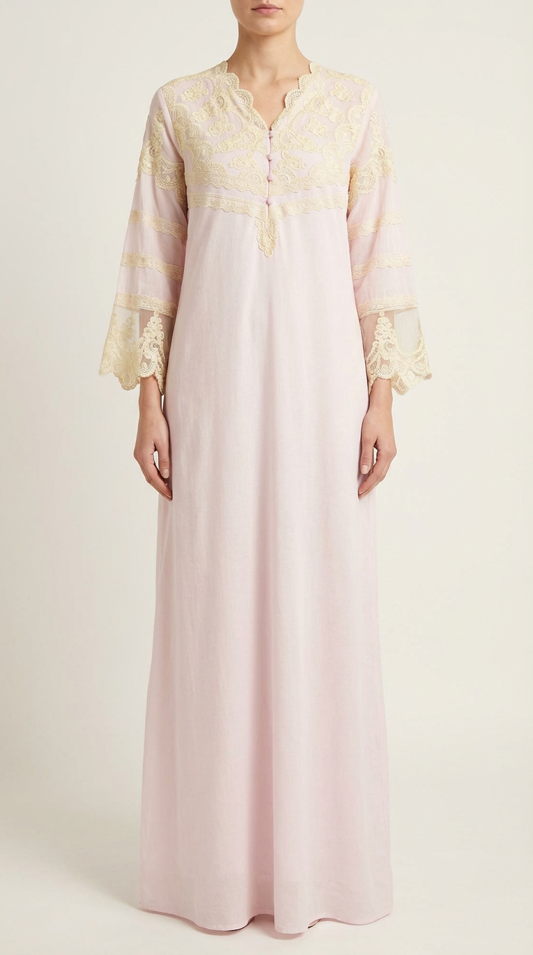 Romantic Vintage Cotton Lace Nightdress – Blush peony