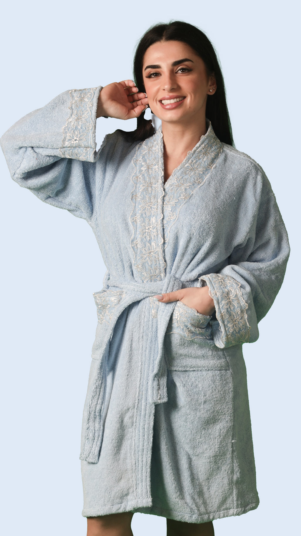 Cotton Bath Robe - Bluebell