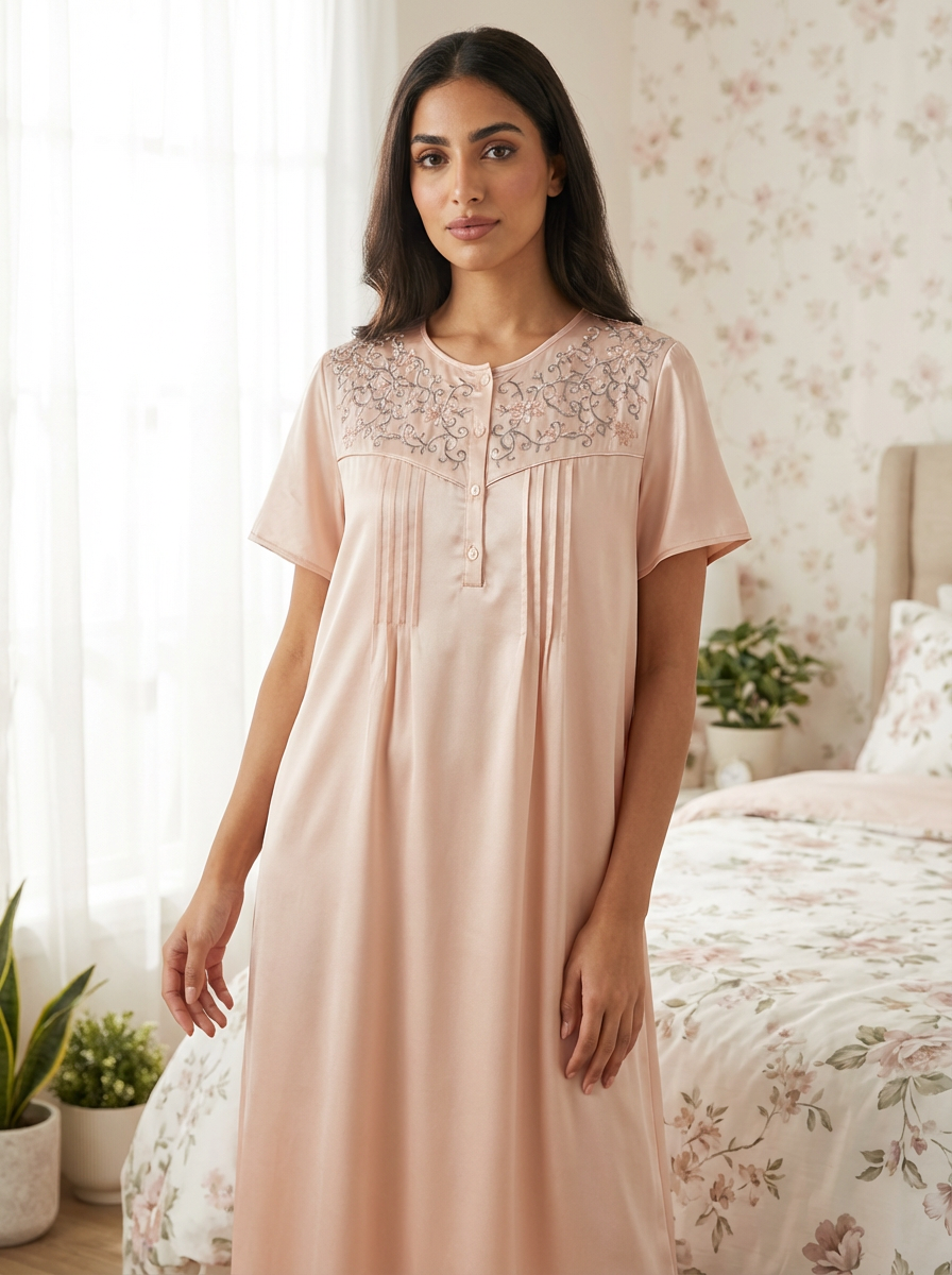 Satin nightwear - Anthurium