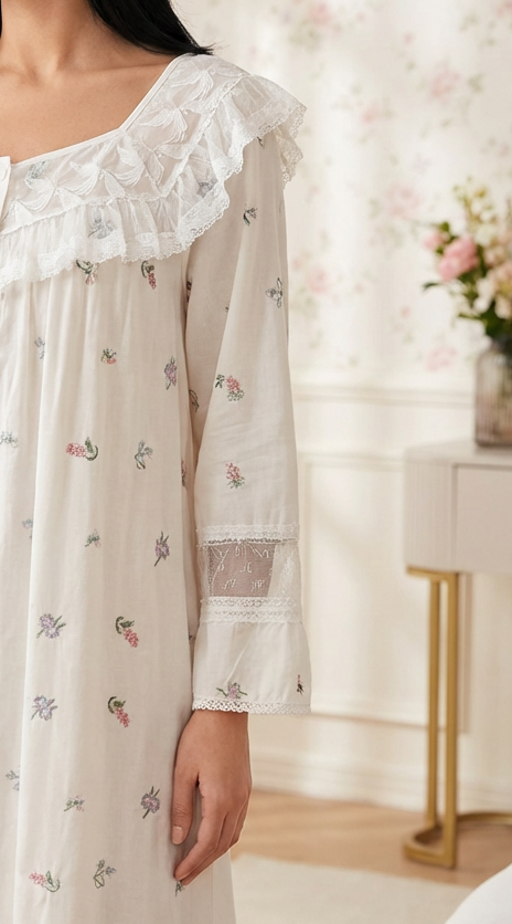 Soft Pink Cotton Nightgown - Daisy