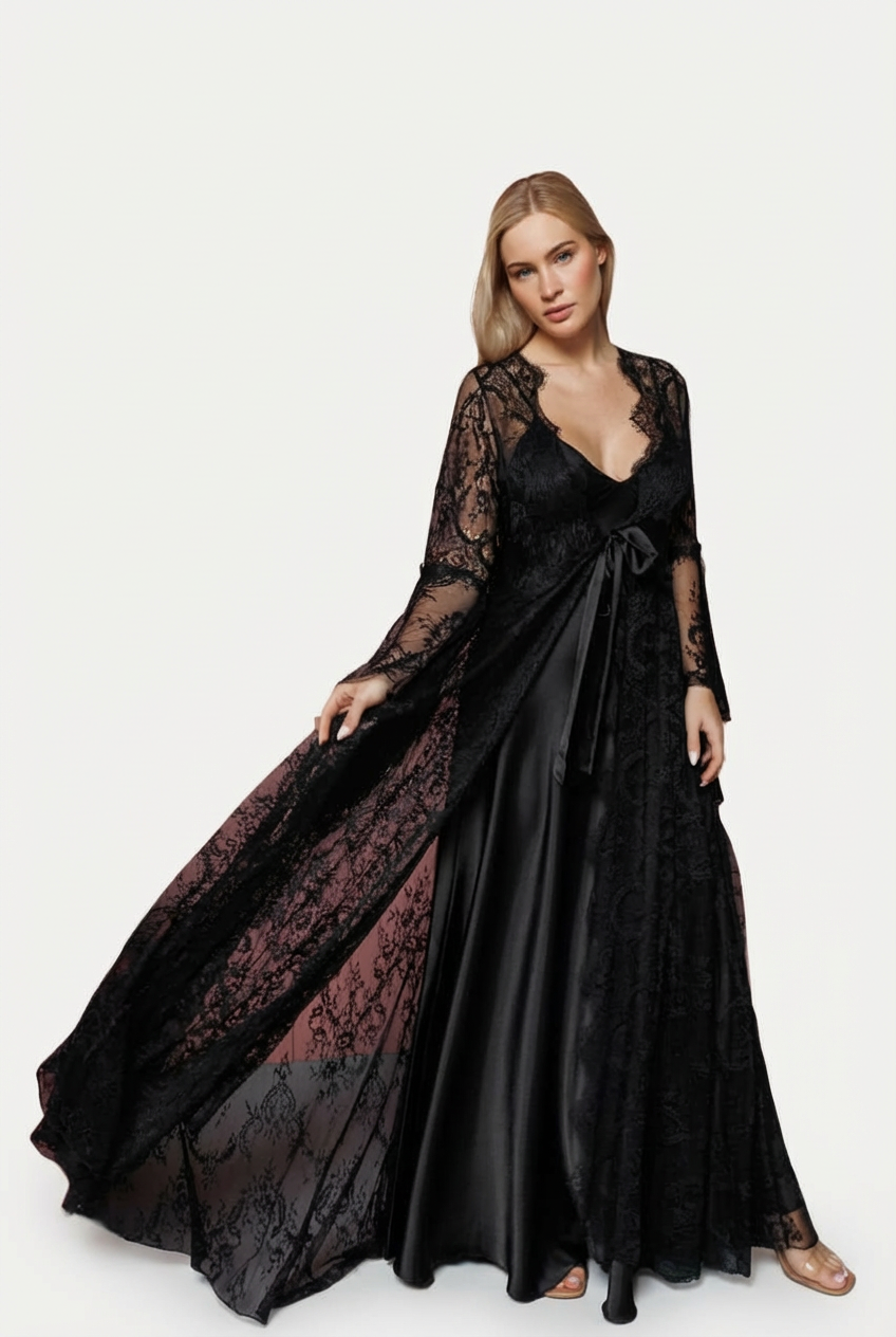 Satin Nightwear Set - Delphinium