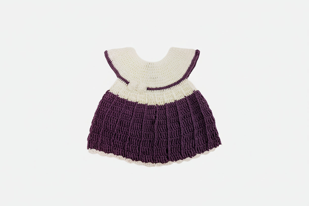 Knitted cotton kid's dress - Candytuft