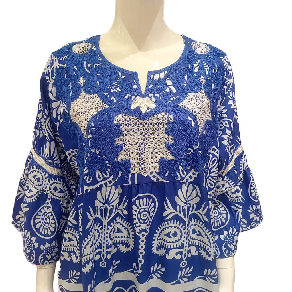 Cotton Jalabiya - Cornflower