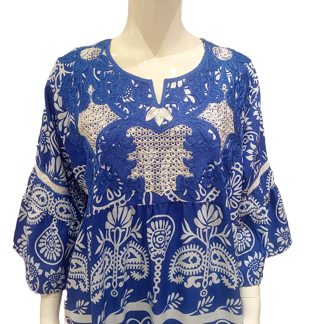 Cotton Jalabiya - Cornflower